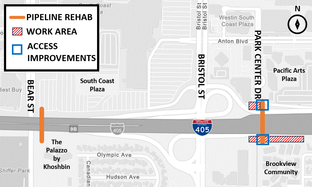 Map of project area showing pipeline rehab location. 