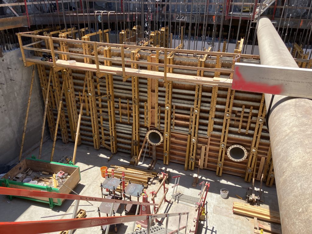 Seal Beach Pump Station Project construction photo of formwork for panels and suction pipe 